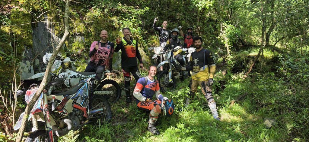 Riders taking a break in the forest in Portugal