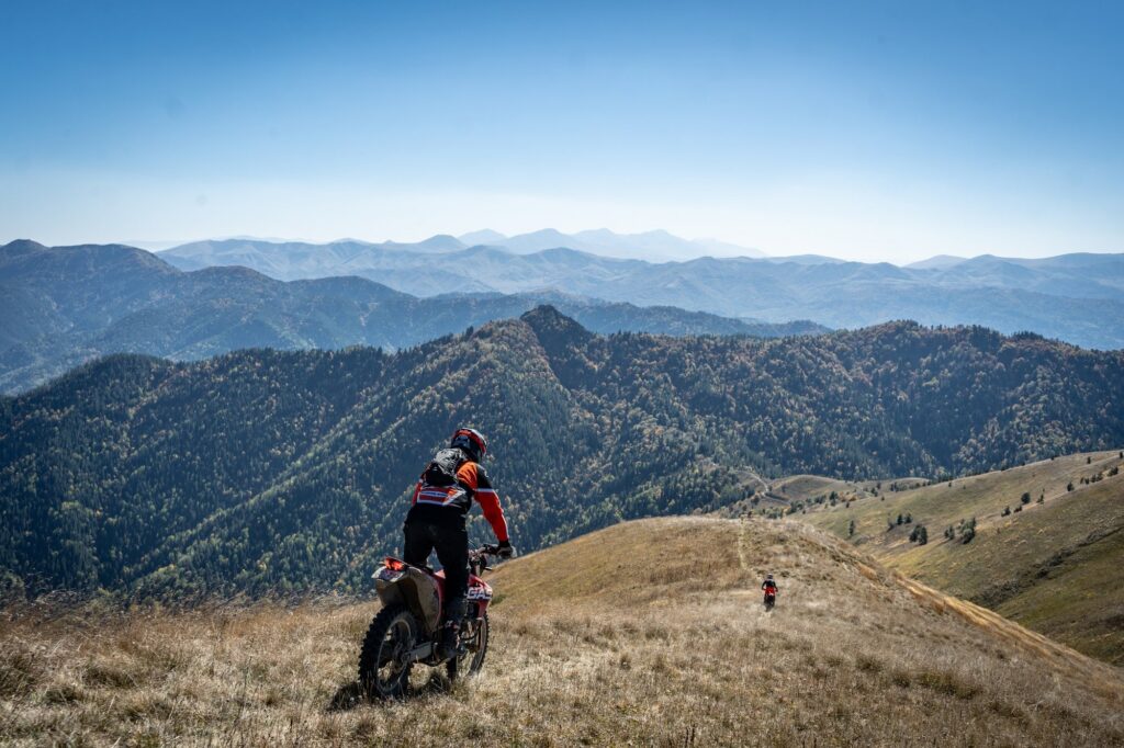 Rider on a mountain ridge in Georgia